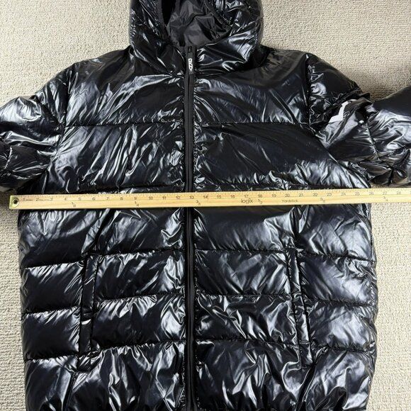 DKNY Water Resistant Ultra Loft Hooded Logo Shiny Puffer Jacket Black Men’s XL - Picture 5 of 7